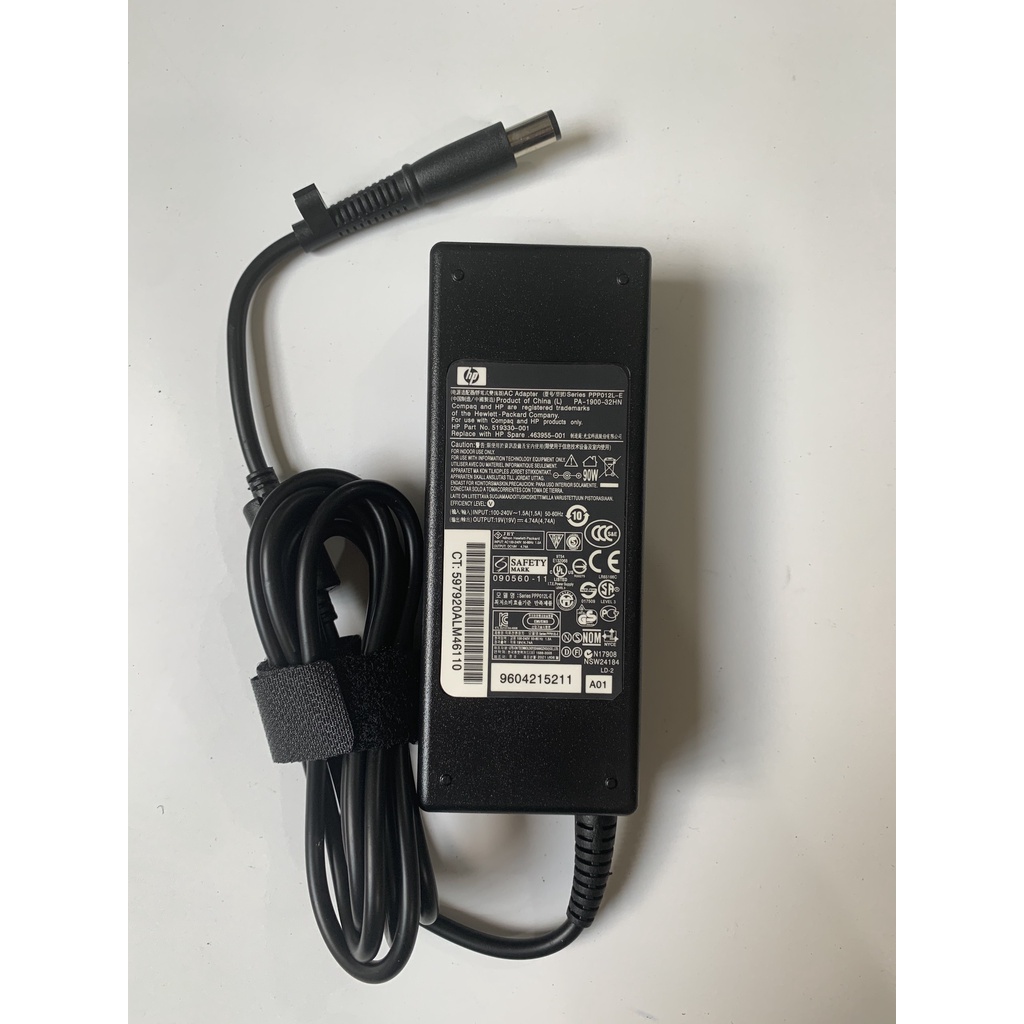 Sạc Laptop Hp 19V-4.74A 90W Đầu Kim Hp Dv4 Dv5 Dv6 2510p 2710p 6510 6530 6710 6910 8460 8560p 8570p 8470 8510 8710 Cq43