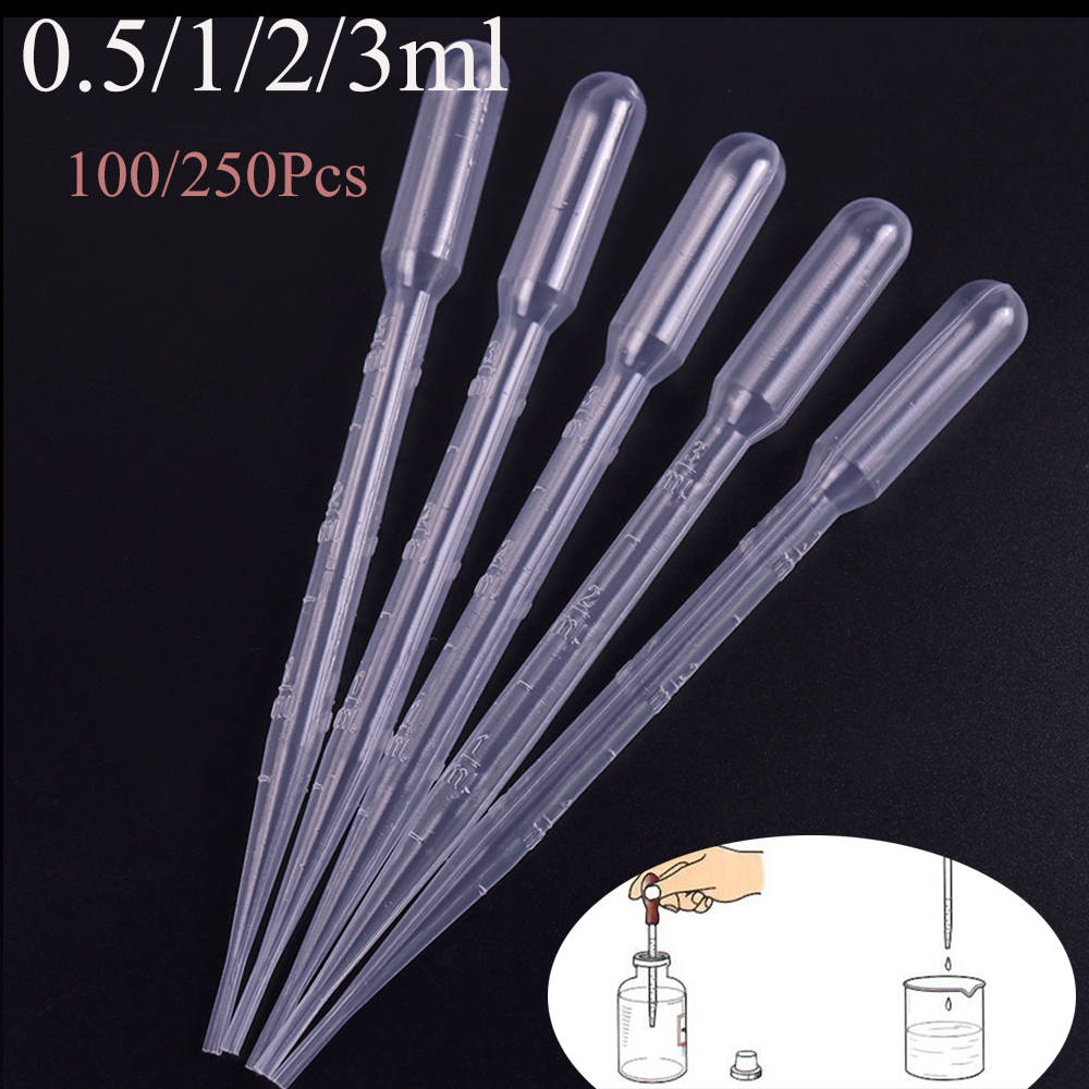 [Hàng mới về] 100/ 250 Ống nhỏ giọt chiết chất lỏng trong suốt đa năng tiện dụng