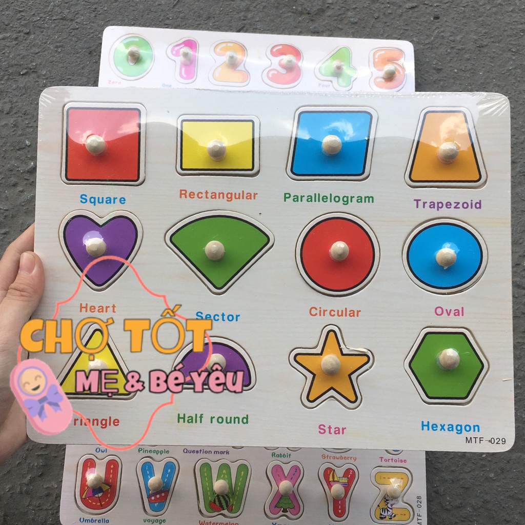 Đồ chơi bảng ghép hình núm gỗ Bảng gỗ có núm cho bé loại to đẹp 22×30cm nhiều chủ đề