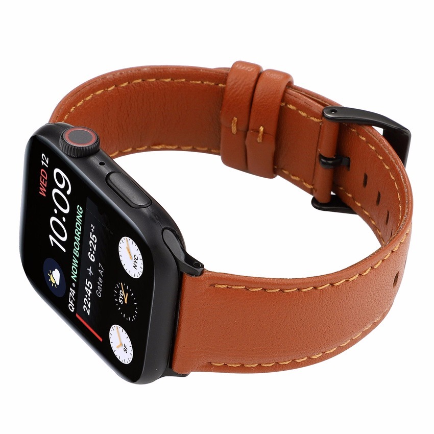 Dây đeo bằng da thật kiểu cổ điển cho đồng hồ thông minh Apple Watch Iwatch 38mm 42mm 40mm 44mm Cr dòng Se 6 5 4 3 2 1