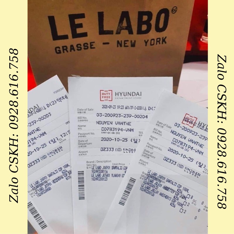  Set Nước Hoa mini 4 chai Le Labo 5ml La Lebo 13, 22, 29, 33 Cực Sang