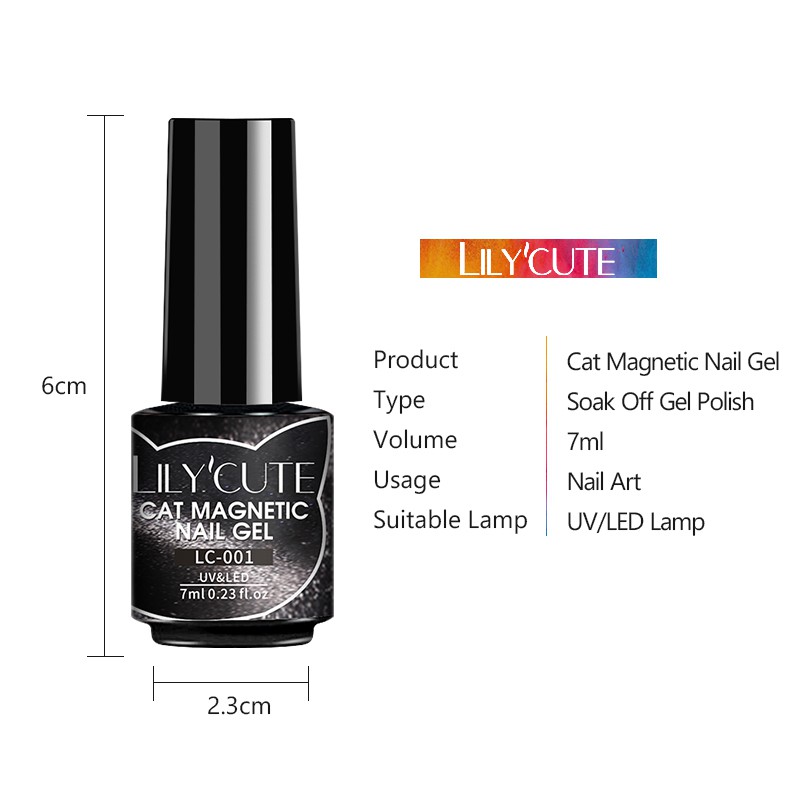 [Hàng mới về] Lọ gel sơn móng tay UV LILY'CUTE mắt mèo từ tính 9D thời trang 7ml