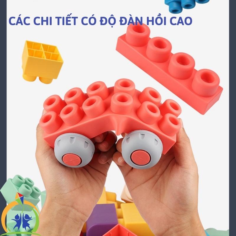 Đồ chơi xếp hình loại to, Bộ đồ chơi lắp ráp nhựa dẻo thông minh cho bé trai, bé gái GenKids