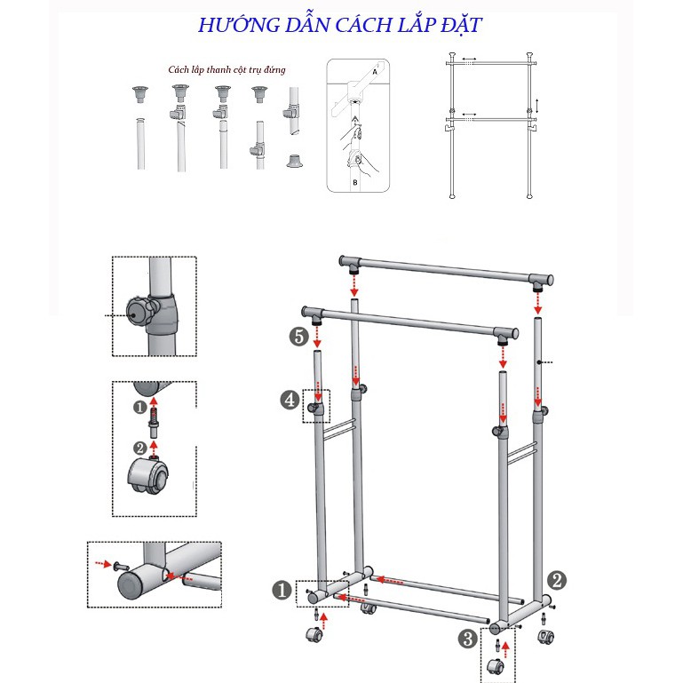 kệ treo quần áo, giàn phơi quần áo inox LOẠI NHỎ 160*45*80