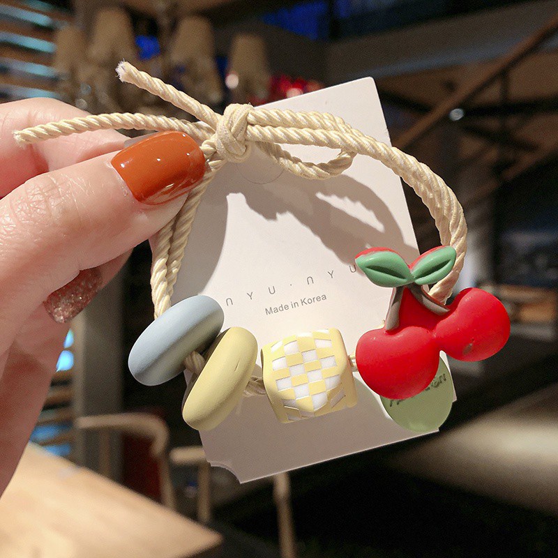 Dây Cột Tóc Hình Trái Cây Hoạt Hình Phong Cách Hàn Quốc Xinh Xắn Cho