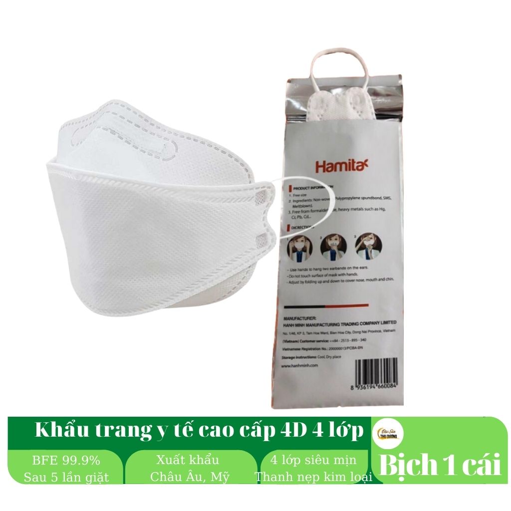 Khẩu trang cao cấp 4D Hamita _ ISO13485, CE, FDA - Có thể giặt để tái sử dụng