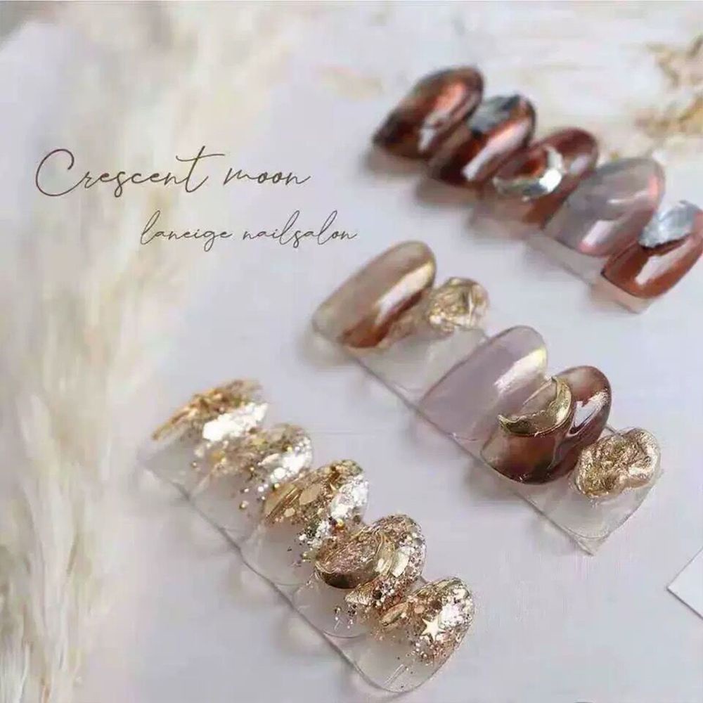 [Hàng mới về] Set 100 phụ kiện trang trí móng tay hình trăng khuyết màu hồng kiểu Nhật Bản