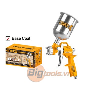 400cc Súng phun sơn INGCO ASG4041, Áp lực vận hành 3 - 4 bar (43.5 - 58psi), Vòi phun tiêu chuẩn 1.8mm