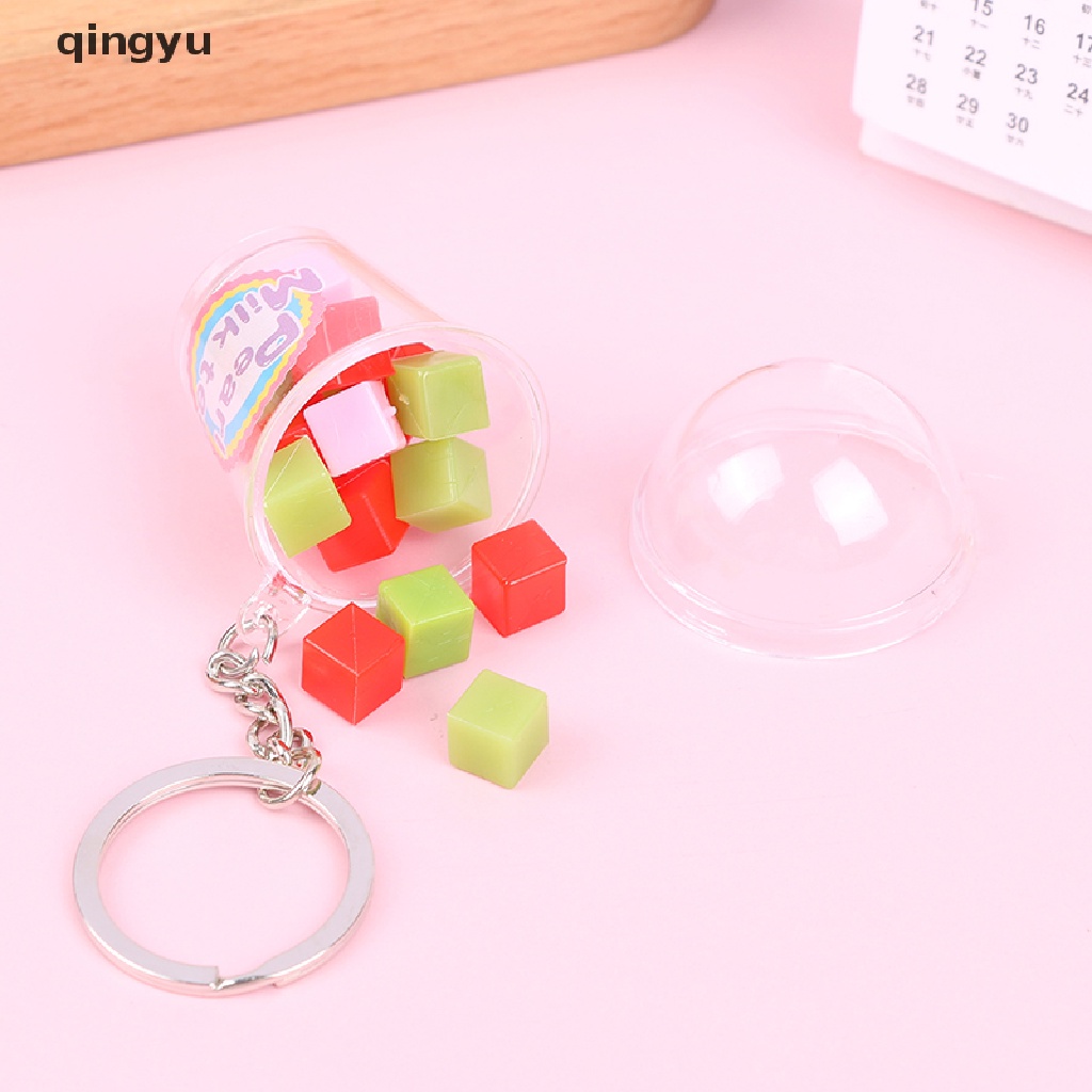 Qingyu Phụ Kiện Móc Khóa Hình Ly Nước Uống Giả Trang Trí Túi Xách