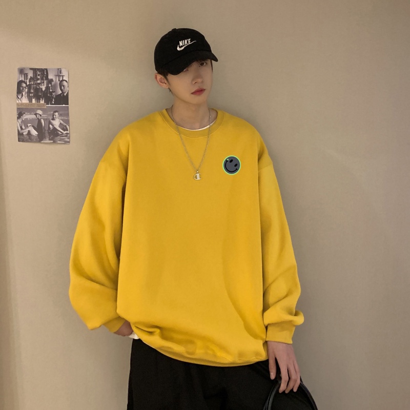 Áo hoodie IFNICEFUTURE chồng đầu dáng rộng tay dài in hình mặt cười thời trang mới cho nam