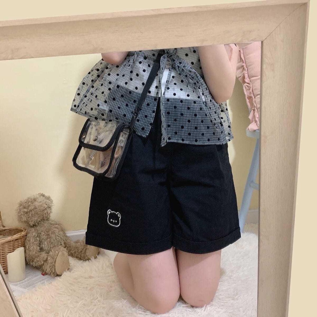 Quần Short Yếm Ống Rộng Chất Liệu Cotton Mềm Mại Thời Trang Xuân Hè Phong Cách Nhật Bản