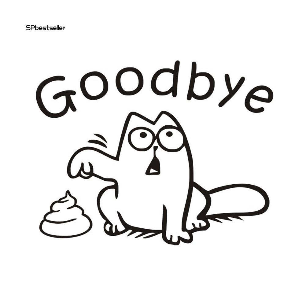 Miếng dán trang trí nắp toilet nhà tắm có hình + chữ Goodbye sáng tạo chất liệu PVC dễ tháo gỡ kích thước 19x15cm