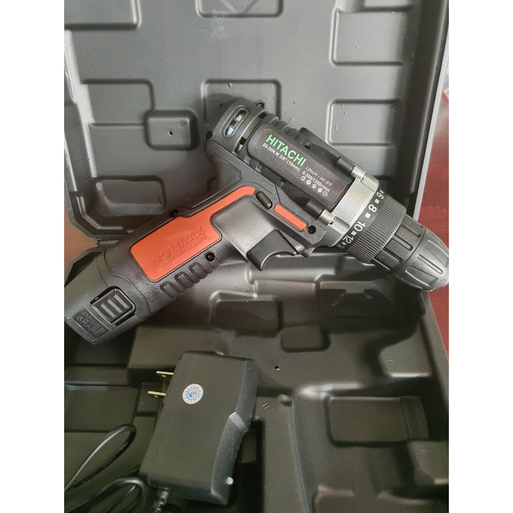 Máy bắt vít pin cầm tay Hitachi 12v, khoan gỗ máy khoan sắt máy bắt vít - 2 nấc tốc độ 25 cấp độ trượt