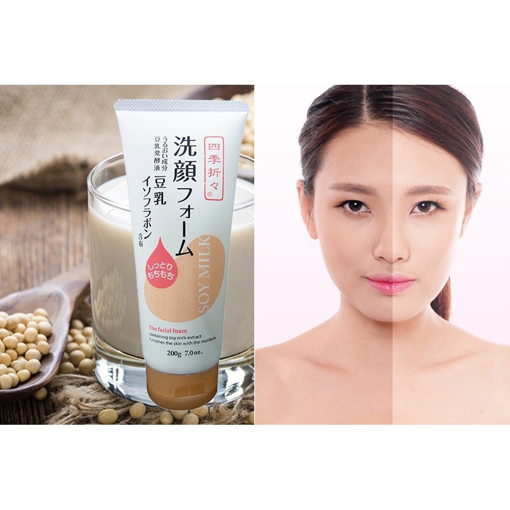 Sữa rửa mặt Dưỡng Ẩm Trắng Da chiết xuất từ đậu nành Soy Milk Nhật Bản 200gr - HÀNG NỘI ĐỊA NHẬT