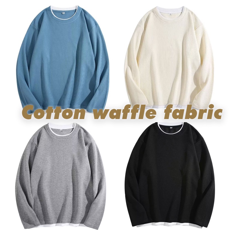 Áo Thun Nam Dài Tay Cổ Tròn Giả Hai Lớp Thời Trang