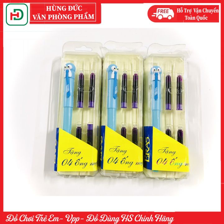 Bút máy ChiBan Nhật Bản ERAS E008  trơn siêu bền, ngòi siêu trơn, thiết kế dễ thương, tay cầm định vị