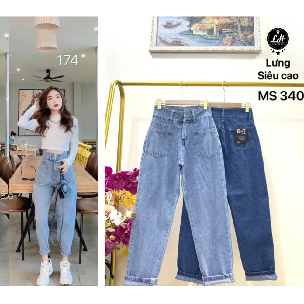 Quần baggy jean nữ Lê Huy Fashion lưng siêu cao 2 nút kiểu túi trước form đẹp giá rẻ MS 369