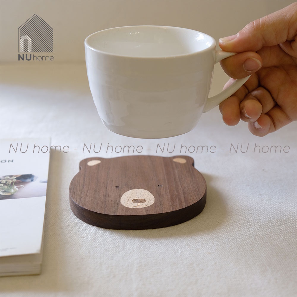 nuhome.vn | Đế lót ly hình gấu - Bina, được thiết kế đẹp mắt và dễ thương từ chất liệu gỗ tự nhiên cao cấp
