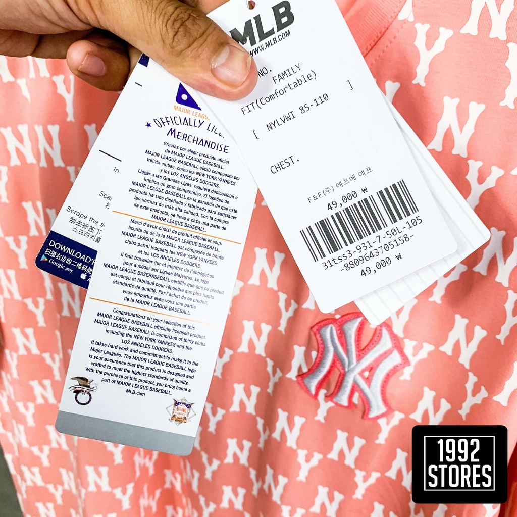 Áo Thun Ny Mlb Monogram Nam Nữ  - Hàng Xuất Dư Cambodia - Chất cotton dày dặn ko bao giờ xù lông