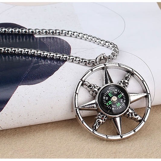 Dây Chuyền Vòng Cổ Cho Nam Nữ Saz store Màu Bạc Unisex Đơn Giản Ngầu Đẹp Chất Liệu Titan Không Gỉ -Vòng cổ La Bàn
