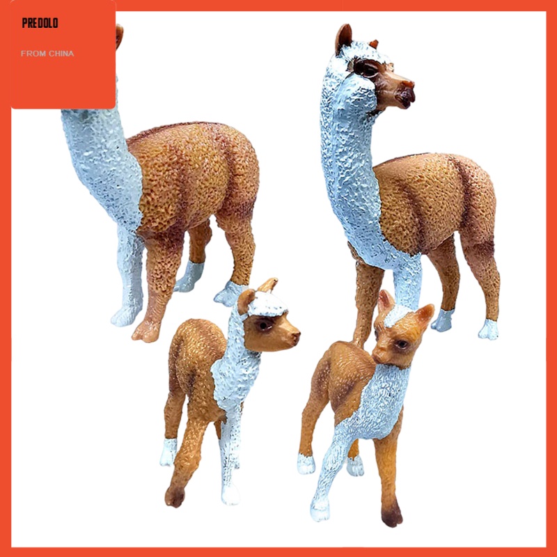 [In Stock]4/Set Lifelike Alpaca Figure Farm Zoo Animal Statues Home Tabletop Decors