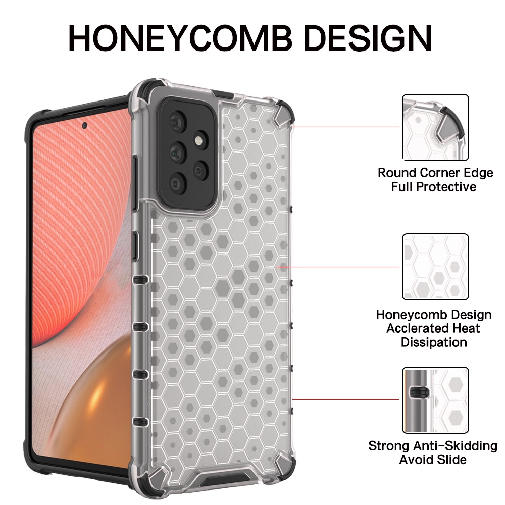 Ốp Điện Thoại PC Cứng Chống Sốc Họa Tiết Tổ Ong Trong Suốt Cho Samsung Galaxy A12 A22 A22s A32 A42 A52 A52s A72