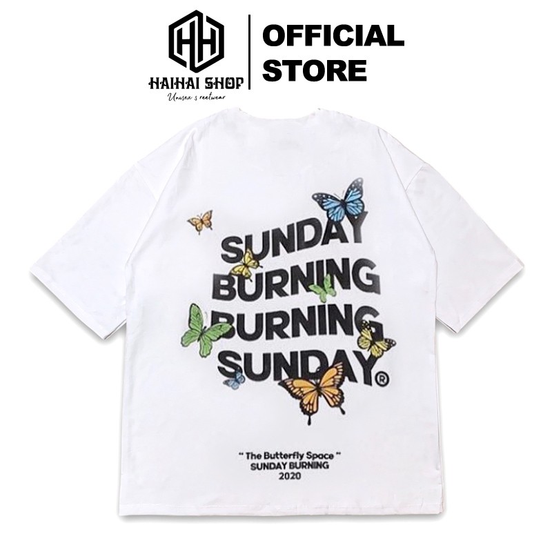 Áo Thun Tay Lỡ Unisex Phom Rộng Sunday Burning Cotton 75%, Dày Mịn Đẹp.