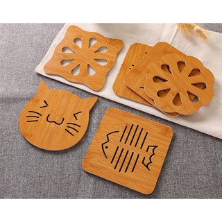 ĐẾ LÓT/ TẤM LÓT NỒI CÁCH NHIỆT BẰNG GỖ HỌA TIẾT DỄ THƯƠNG