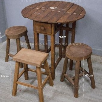Ghế đôn mặt tròn 4 chân màu giả cổ chiều cao 45CM