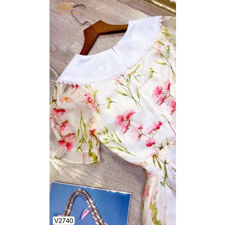 V2740 váy voan hoa màu vàng