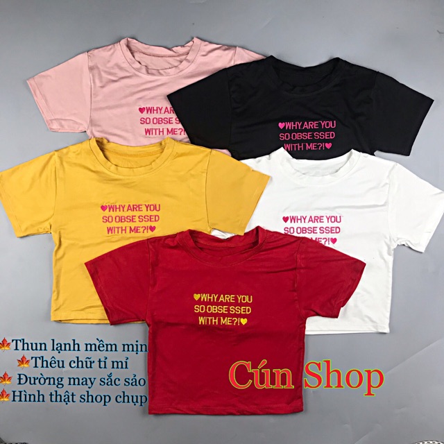 Áo croptop thun lạnh mềm mịn thêu chữ 5 màu RICH STORE CRT16