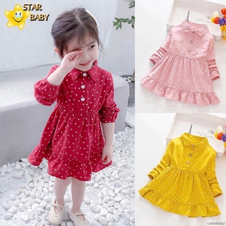 Đầm dài tay chấm bi cho bé gái