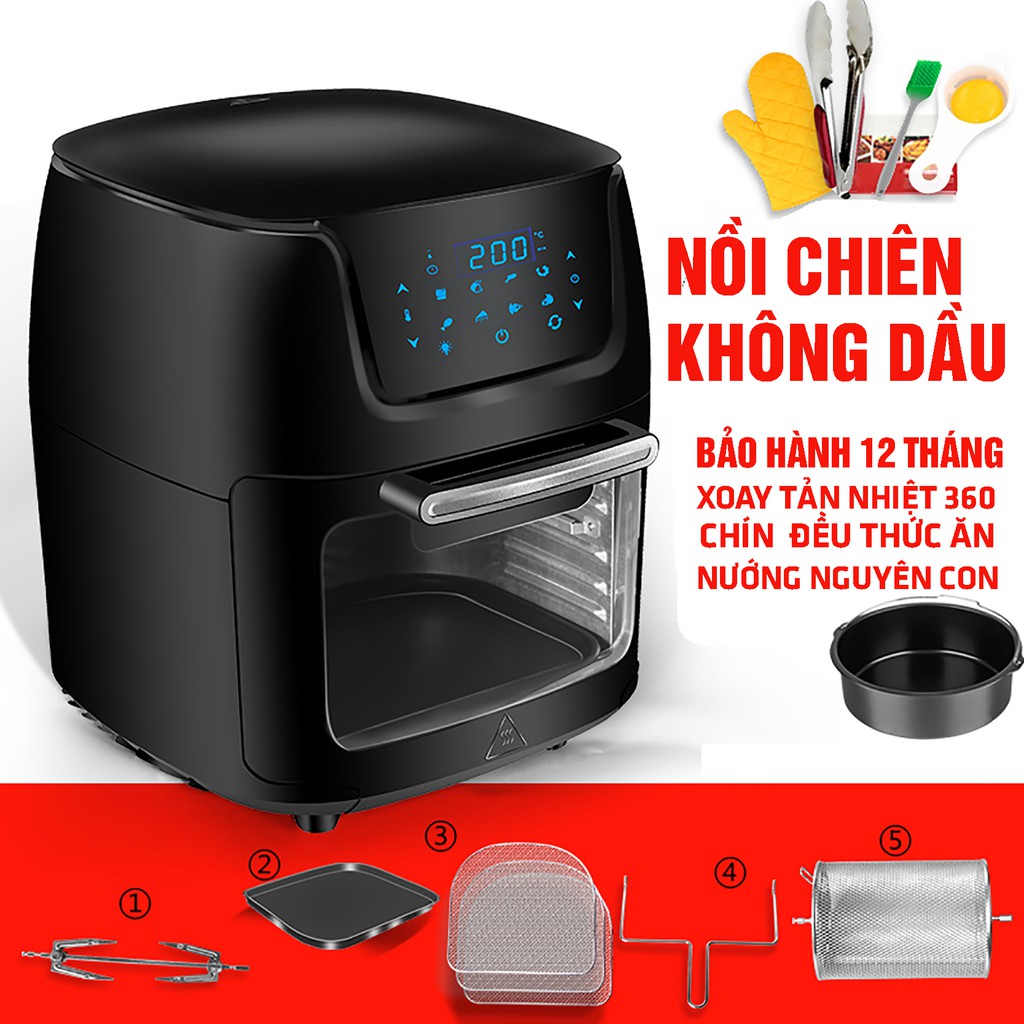 NỒI CHIÊN KHÔNG DẦU 12L MAOMIKE - DUNG TÍCH LỚN CHO NHIỀU NGƯỜI HƠN - Hàng chính hãng Bảo hành 12 tháng