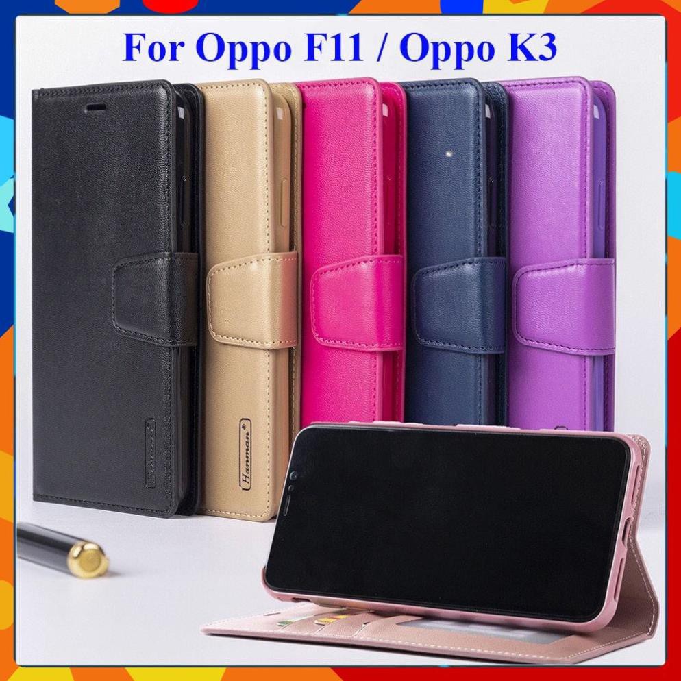 [FreeShip] Bao da dạng ví Oppo F11 / Oppo K3  hiệu Hanman cao cấp, ngăn đựng thẻ ATM tiền tiện lợi