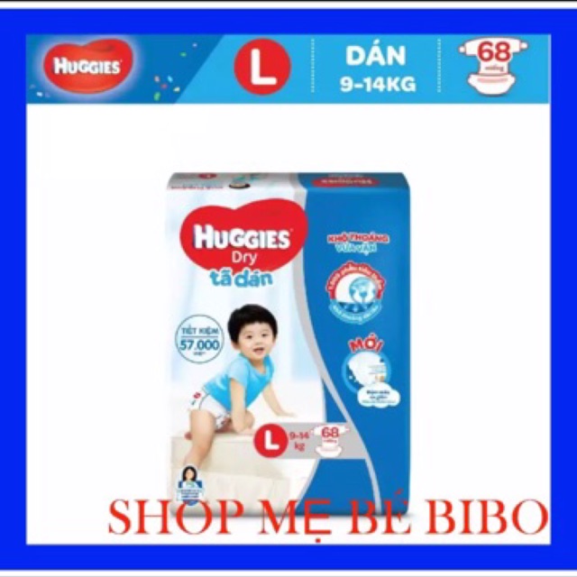 TẢ DÁN HUGGIES CỰC ĐẠI ( mẫu mới đệm mây co giản ) M74, L68,XL62,XXL 56