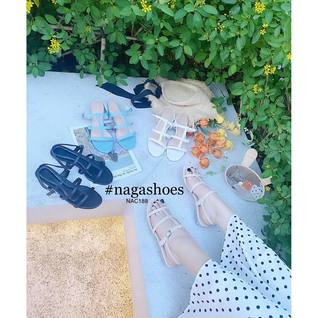 GIÀY CAO GÓT NAGASHOES 3 QUAI SỌC GIỮA 2CM NAC188 . .