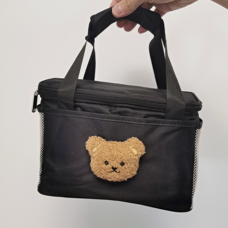 Túi Giữ Nhiệt Đựng Hộp Cơm Trưa In Họa Tiết Gấu Phong Cách Hàn Quốc Xinh Xắn