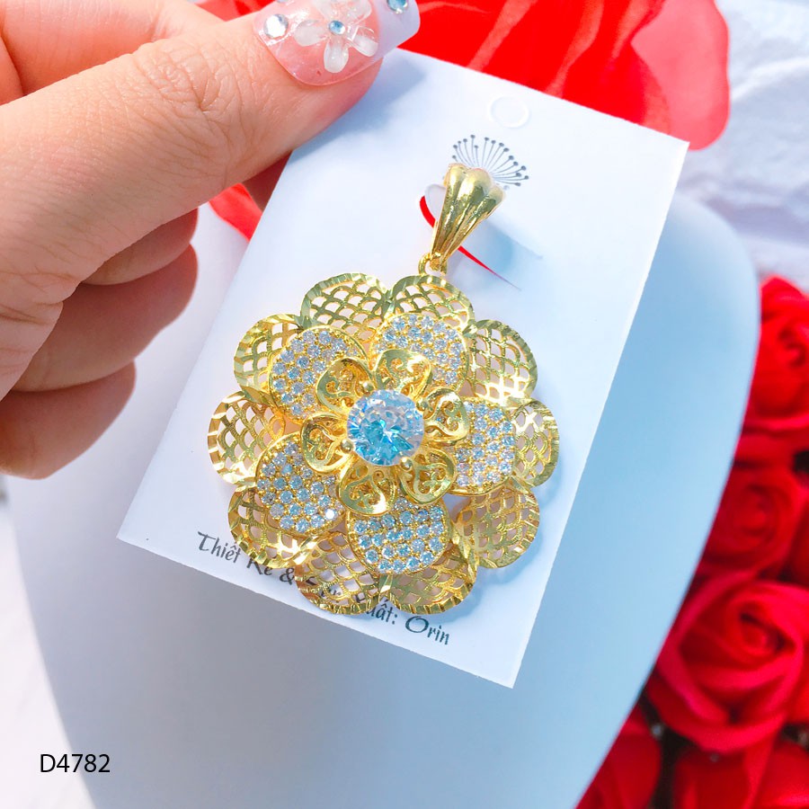 Mặt dây chuyền nữ , mặt hoa viền lưới thiết kế cao cấp Orin D4782