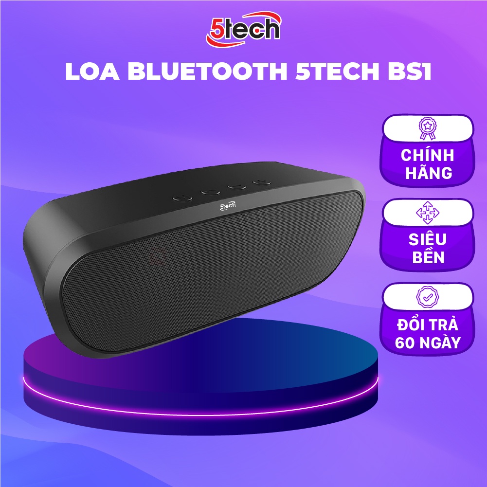 Loa bluetooth 5TECH BS1 chính hãng, loa mini cầm tay di động ngoài trời với âm thanh sống động nghe nhạc cực đỉnh
