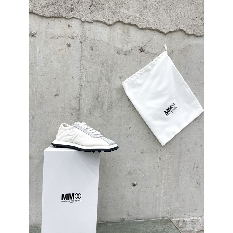 Giày thể thao nữ mũi vuông đế bành da thật cao cấp Maison Margiela