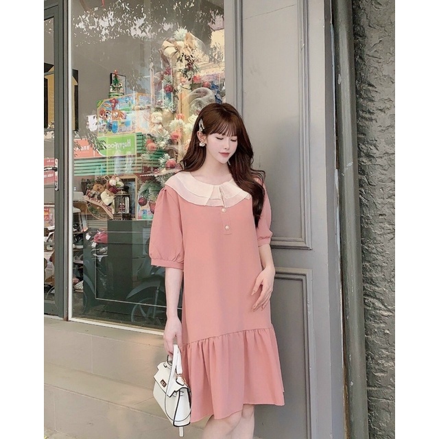 [GIÁ TƯƠNG TÁC] Váy (đầm) bầu công sở dáng suông MAMADRESS, đuôi cá cách điệu, cực xinh, mềm mại và mát