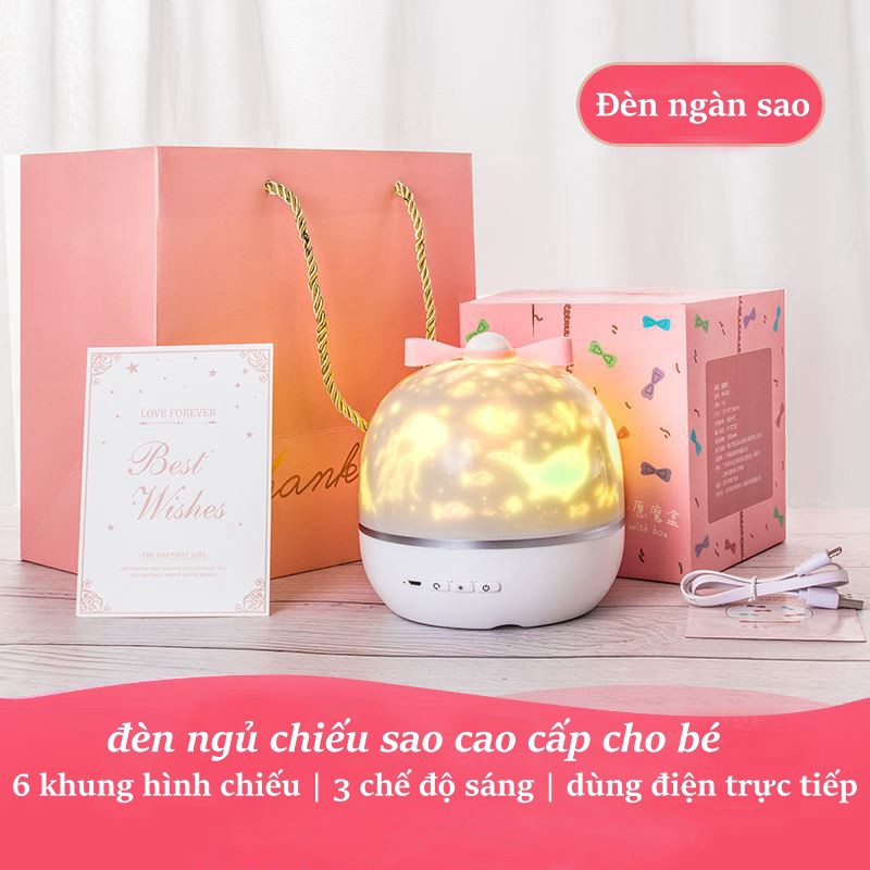 Đèn chiếu ngàn sao 3D cho bé tự xoay, hình đại dương, cổ tích, ngân hà cực đẹp