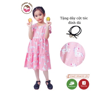 Váy cho bé gái dáng xòe in hình ngộ nghĩnh chất cotton size 9-26kg V08 - Cherry Baby