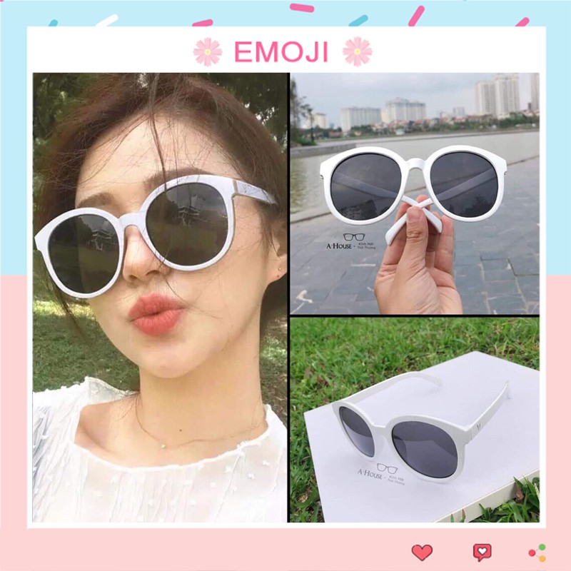 Kính mát nam nữ gọng tròn thời trang phong cách ulzzang đẹp giá rẻ đi biển chống tia UV EMOJI 010