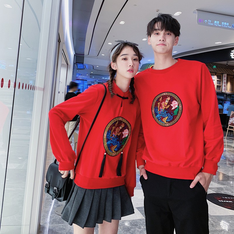 Áo Sweater Tay Dài Kiểu Trung Hoa Thời Trang Mùa Thu 2019 Cho Các Cặp Đôi