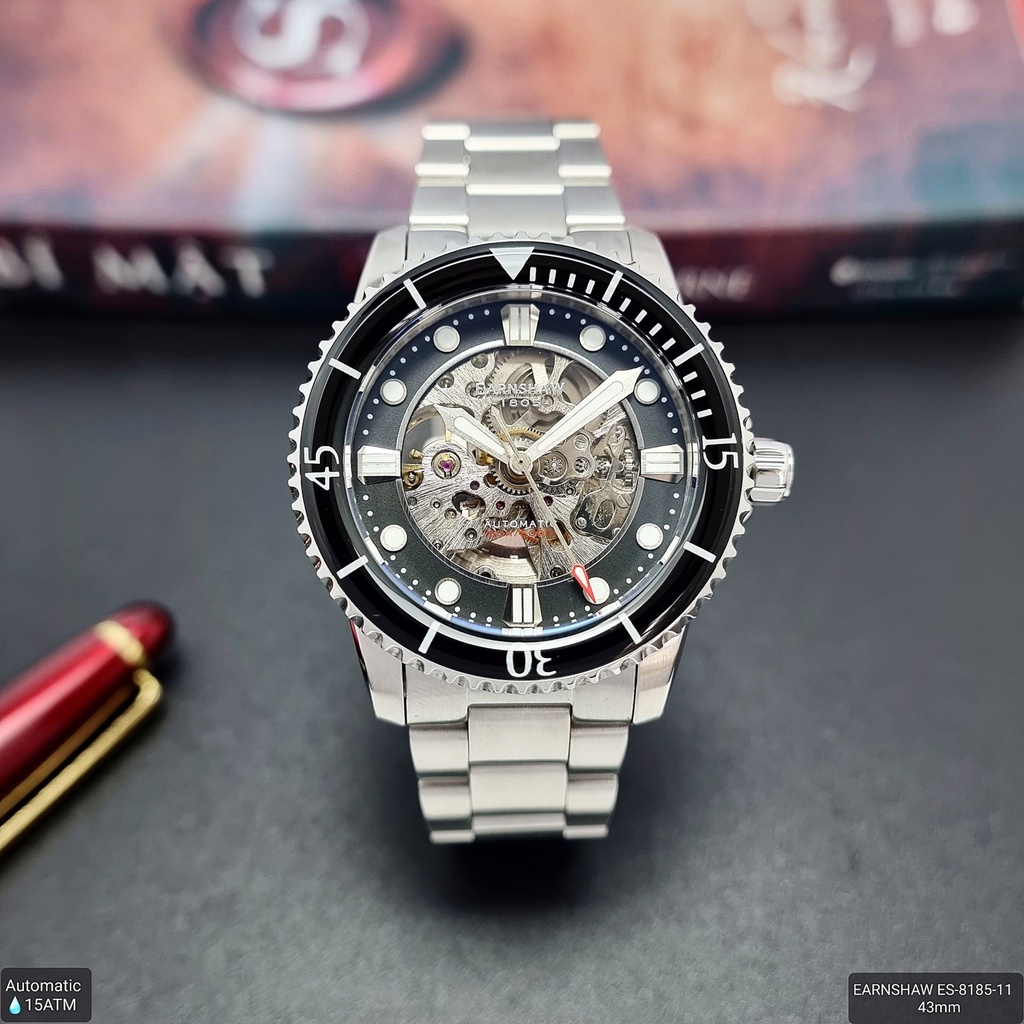 Đồng Hồ Nam Thomas EARNSHAW ES-8185-11 Dây Sắt Mặt Đen