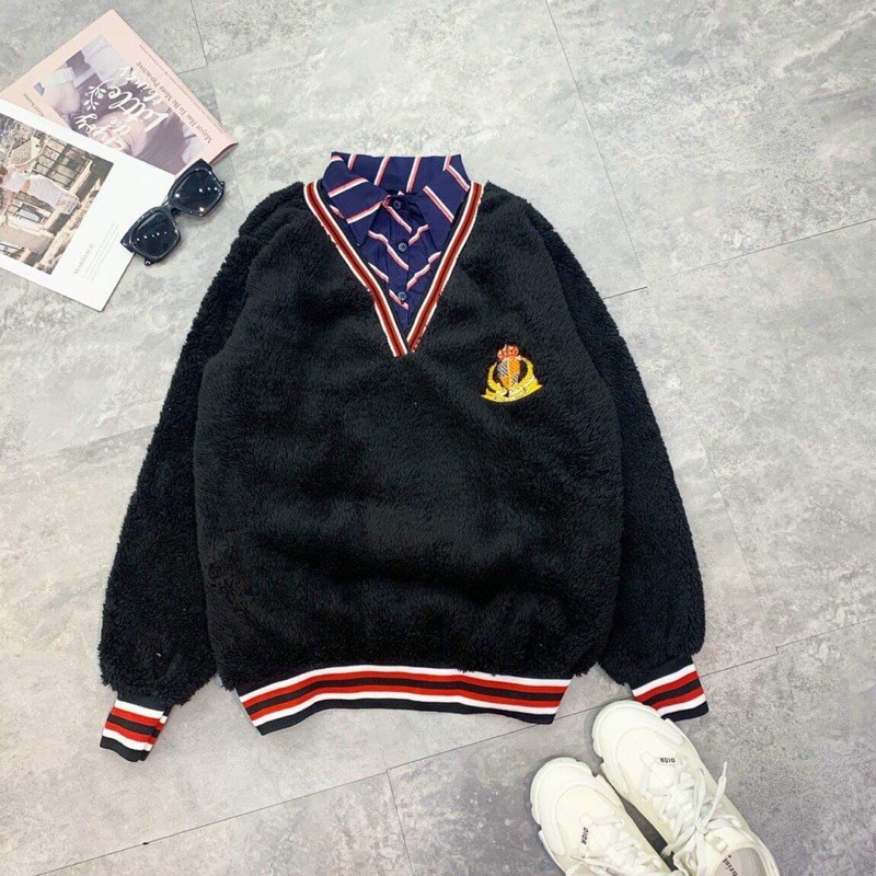 áo lông phối cổ sơ mi hotren⚡️FREESHIP EXTRA⚡️