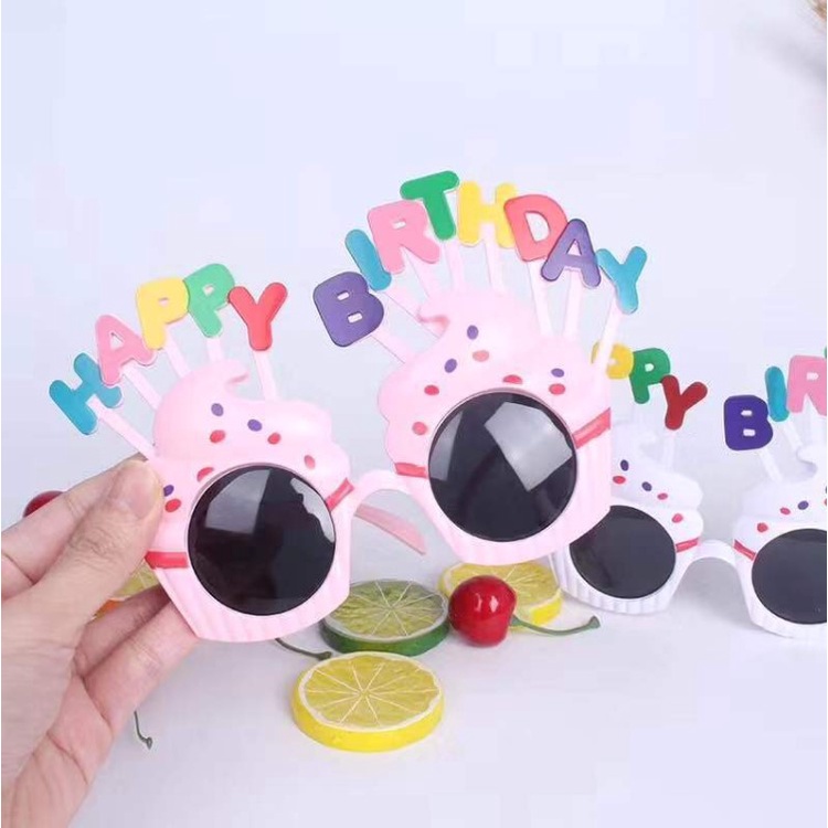 Kính mắt Happy Birthday trang trí bánh sinh nhật, mắt kính Chúc mừng sinh nhật