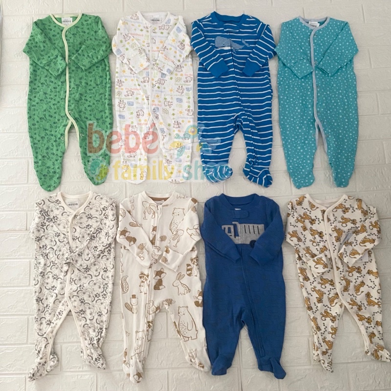 Set 2 Body liền thân cho bé trai, bé gái/ Sleepsuit Carters Next xuất dư/ body dài tay cho bé sơ sinh đến 2 tuổi