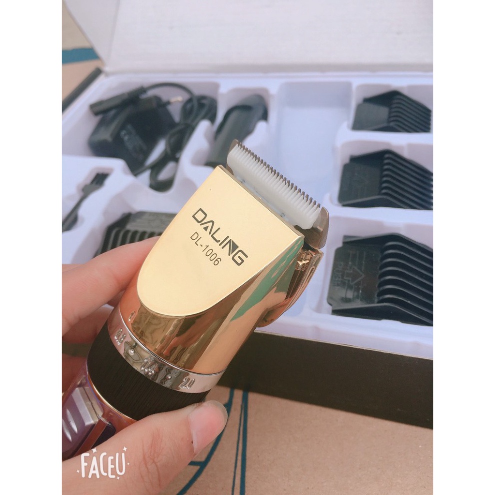 Tông Đơ Cắt Tóc Daling 1006 Công Suất 12w Tặng Kèm Pin Dự Phòng, Tông Đơ Hút Tóc Tặng Kèm 8 Món Phụ Kiện.